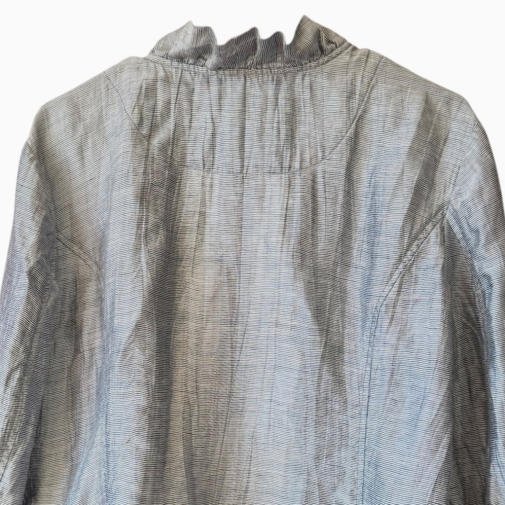 Chico's Open‎ Front Ruffle Swing Blue & White Cardigan Jacket Sz XL - Picture 4 of 5